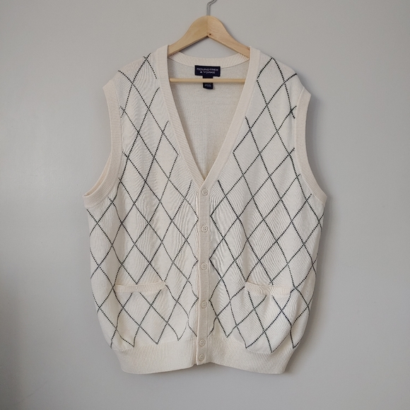 Roundtree & Yorke Knit Sweater Vest Button Up Wool Blend Size XL - Picture 3 of 9